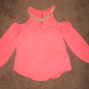 Pink Of the Shoulder Long Sleeve Shirt
